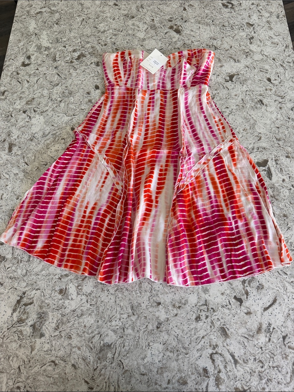 NWT Peppermint Bay Strapless Tie-Dye Fit & Flare Dress in Pink & Red